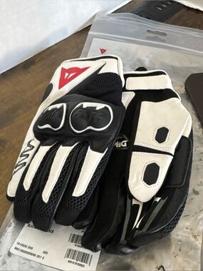 Dainese Leather Motorcycle Gloves Black/White MIG C2 Unisex Gloves Size M NEW